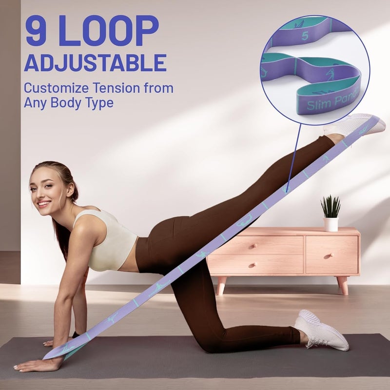 Slim Panda Stretch Strap, Dance Stretch Bands Flexibility, Elastic Yoga Stretching Strap with 9 Loops for Physical Therapy, Pilates, Yoga, Ballet, Gymnastics Stretching Bands for Exercise - Image 4